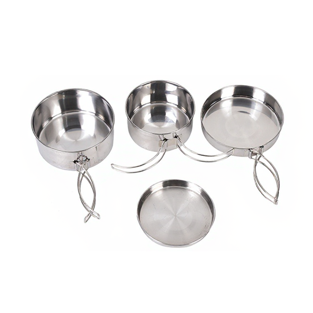 Nesting Camping Cooking Set - 4-teiliges Outdoor-Kochset aus Edelstahl für Camping,