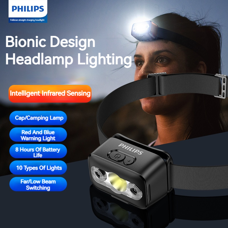 Camping Cooking Fish - Philips LED-Stirnlampe, Sensorkopf-Taschenlampe, zehn Arten von