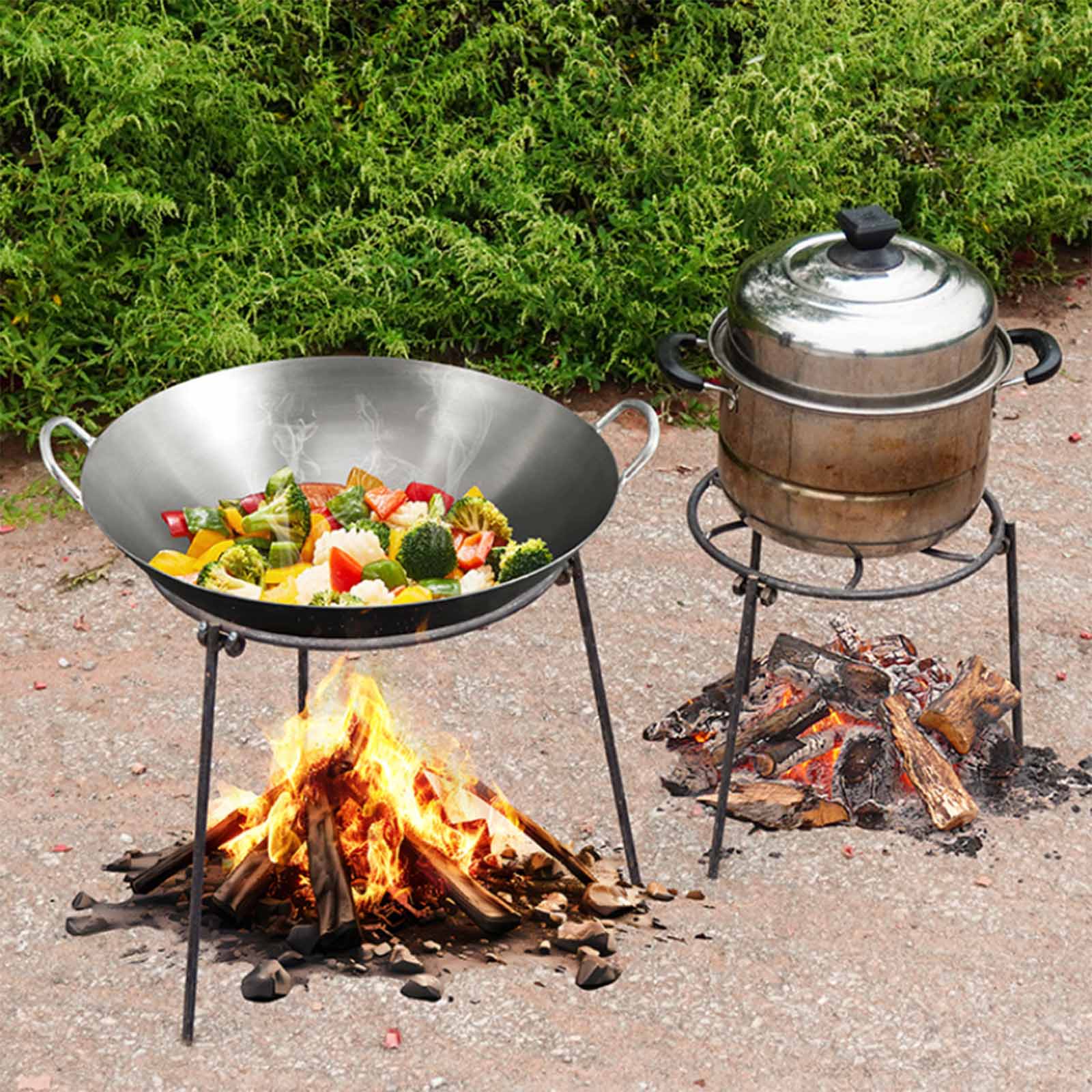 Camping Cooking Pot Tripod - Lagerfeuer-Dreibein-Grillständer, faltbar, tragbarer Topfhalter, Kochzubehör für