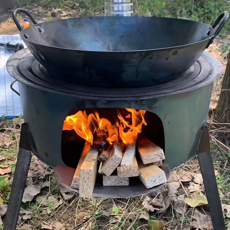 Camping Cooking Hot Plate - 68cm Tragbarer Abnehmbarer Outdoor-Kochherd Beweglicher Camping-Holzofen