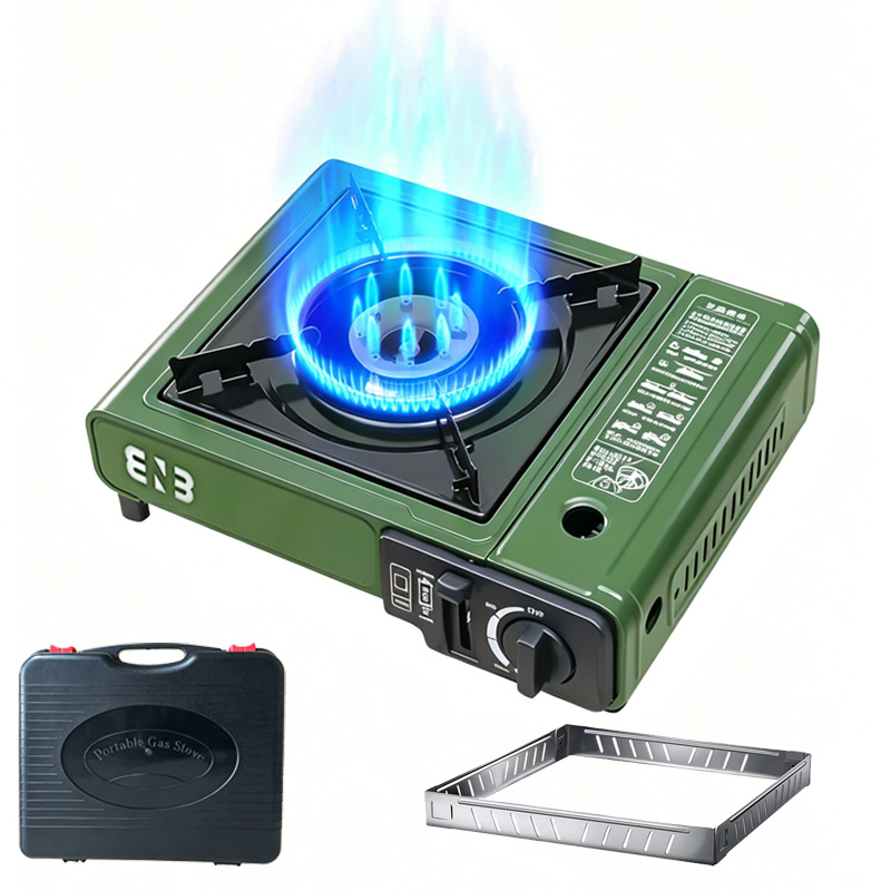 Camping Cooking Kit Box - Tragbarer Butankocher, kompakter Outdoor-Campingbrenner mit Tragetasche
