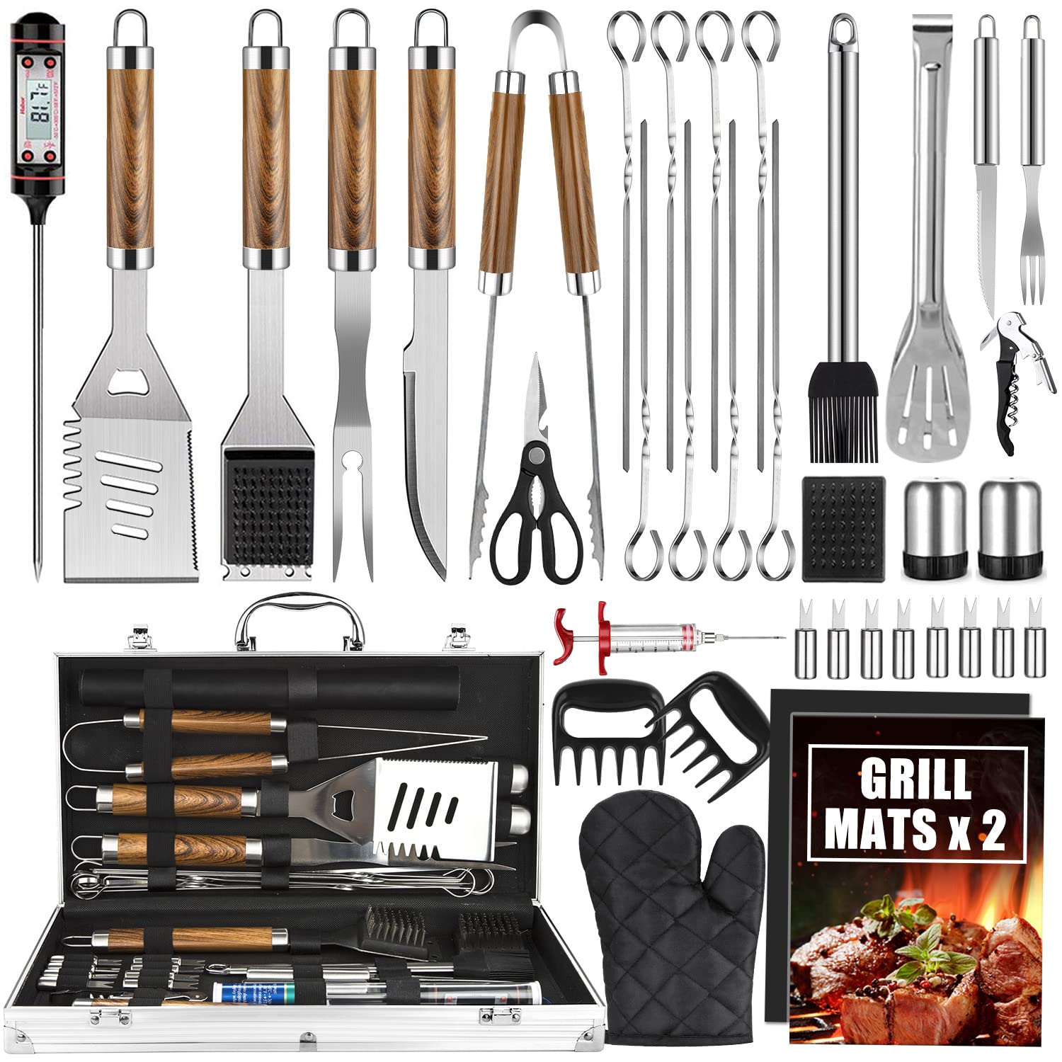 Camping Cooking Accessories Set - 38PCS BBQ Grill Zubehör Set Edelstahl