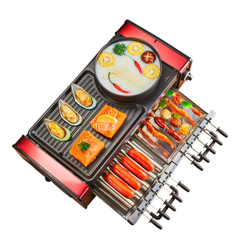 Camping Cooking Hot Plate - Haushalts-Antihaft-BBQ-Gerät Elektrischer Grill Camping-Hotpot Rauchfreie Churrasqueira