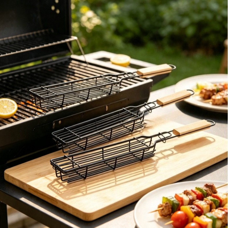 Nesting Camping Cooking Set - 2/3 Stück Grillkörbe aus Edelstahl mit