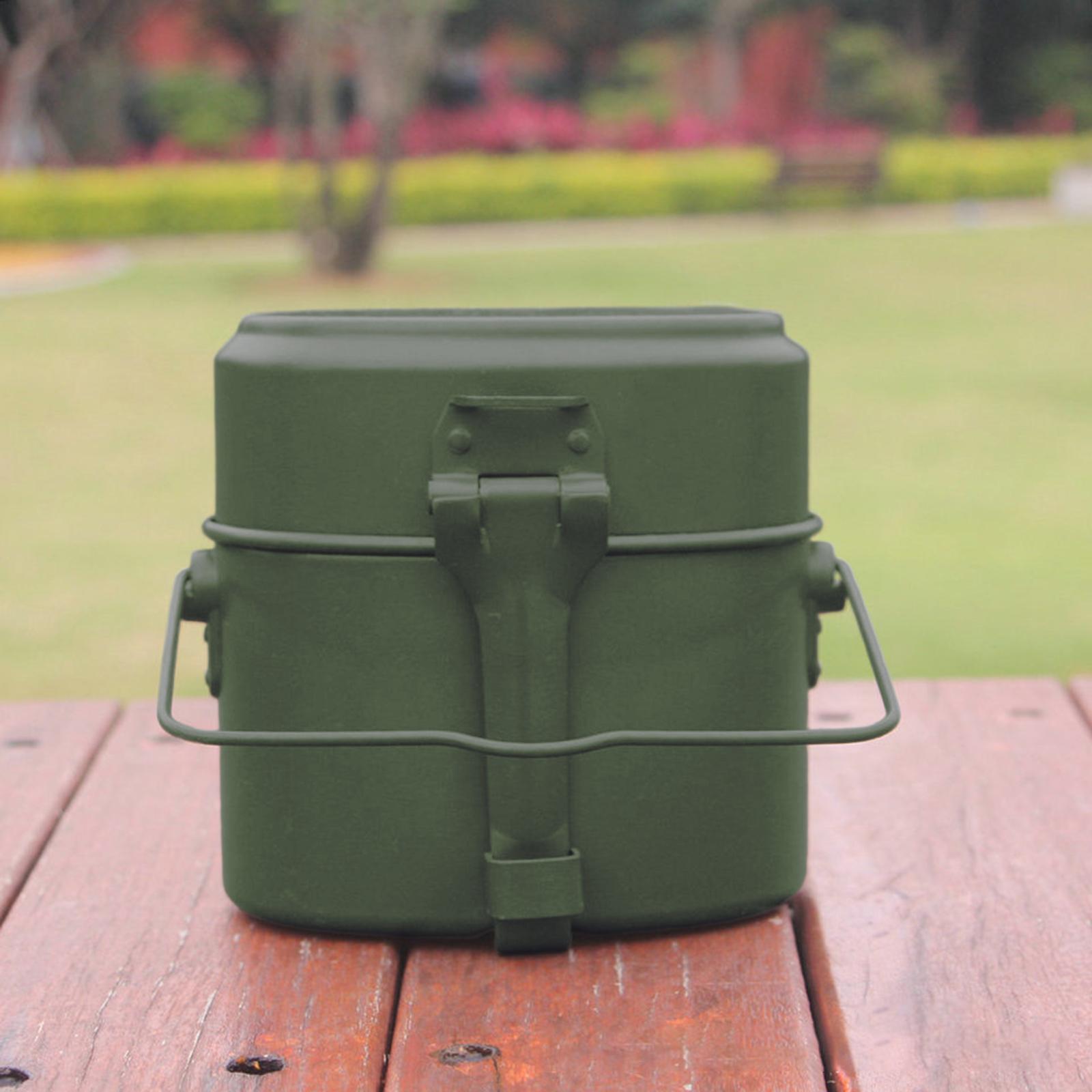 Camping Cooking Kit Box - Outdoor-Kochtopf-Set Aluminium-Lunchbox Thermische Pfanne Messkit Lebensmittelbehälter