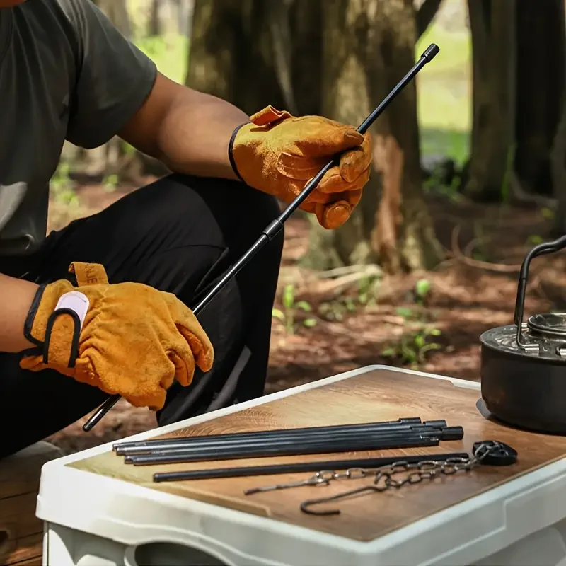 Camping Cooking Pot Tripod - Großer Outdoor-Feuerständer, tragbarer Camping-Feuerständer, Dreieckiger Hängebügel