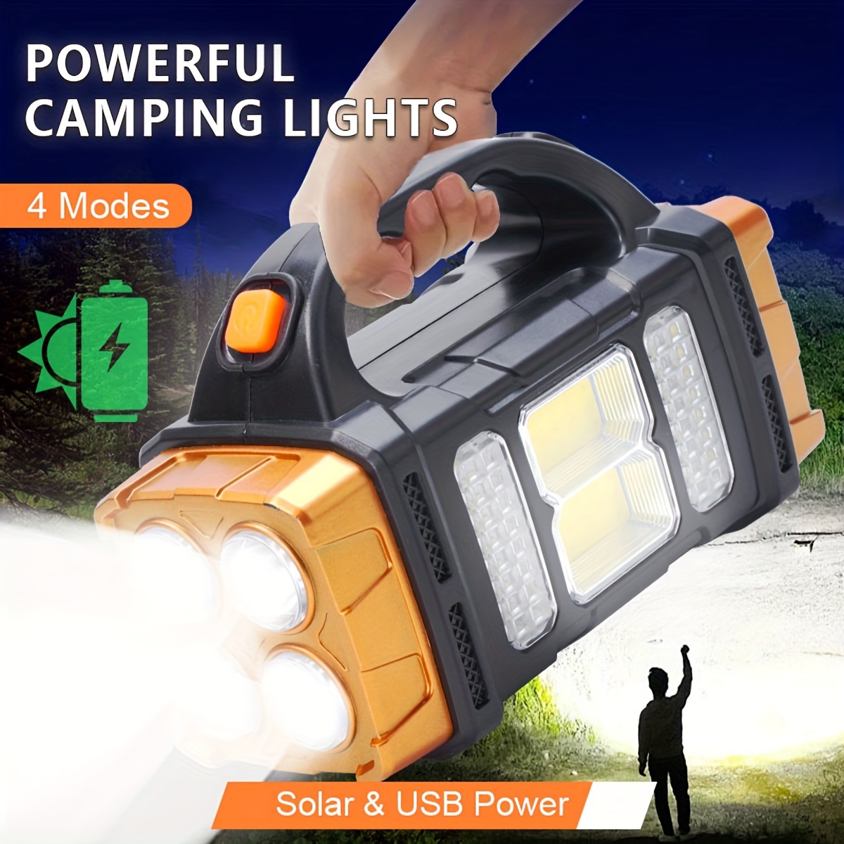 Camping Cooking Fish - Neue verbesserte wiederaufladbare Hochleistungs-Solar-LED-Taschenlampe mit Powerbank,