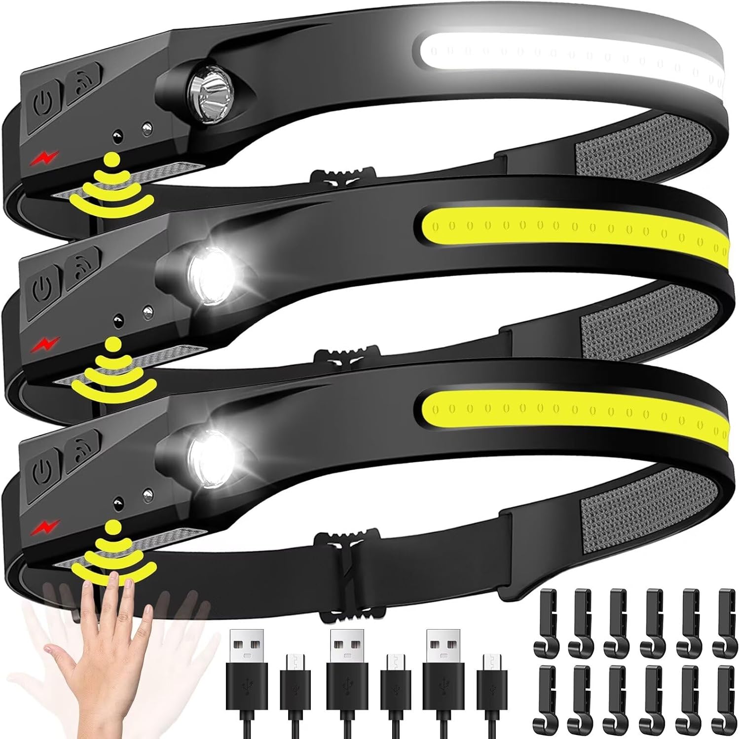 Camping Cooking Fish - Sensor-Stirnlampe, LED-Stirnlampe, wiederaufladbarer Scheinwerfer, Stirnlampe, eingebauter