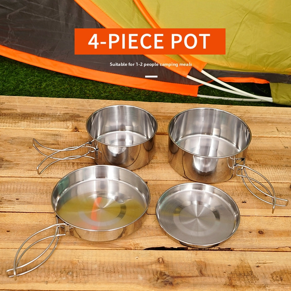 4-teiliges Outdoor-Kochset aus – Nesting Camping Cooking Set Bewertung und Preis