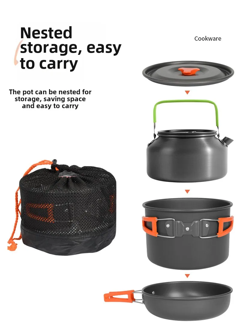DS-308 Outdoor-Kochset mit gro – Nesting Camping Cooking Set Bewertung und Preis