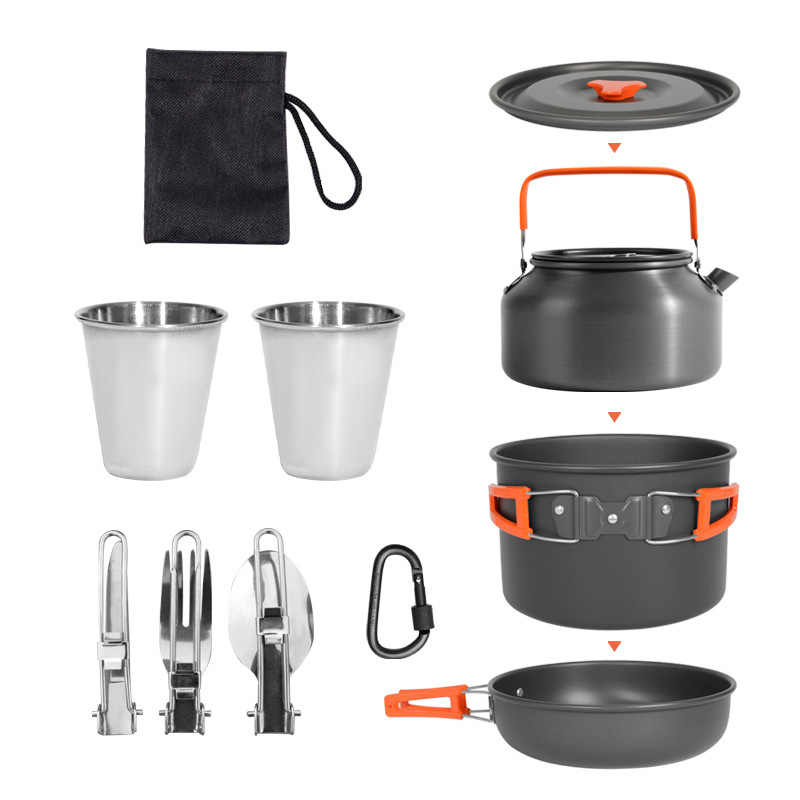 DS-308 Outdoor-Kochset mit gro – Nesting Camping Cooking Set Bewertung und Preis