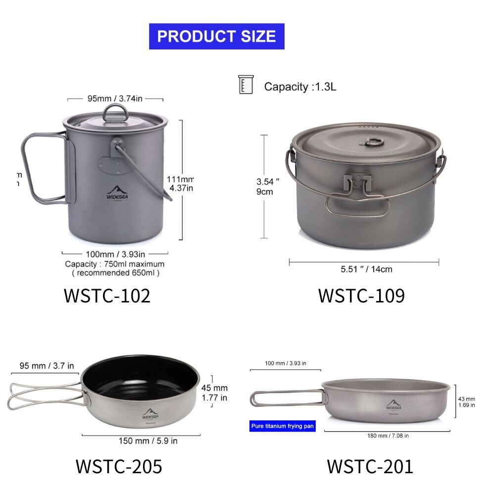 Wideea Camping Geschirr Titan  – Camping Cooking Accessories Set Bewertung und Preis